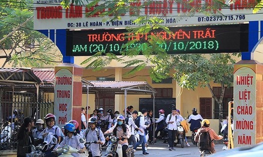 Trường THPT Nguyễn Trãi, Thanh Hóa, nơi xảy ra vụ việc 7 học sinh suýt bị đuổi học vì nói xấu giáo viên trên Facebook. Ảnh: ĐẶNG TRUNG/PLO