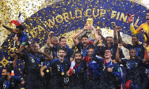 Đội tuyển Pháp ăn mừng chức vô địch World Cup 2018.