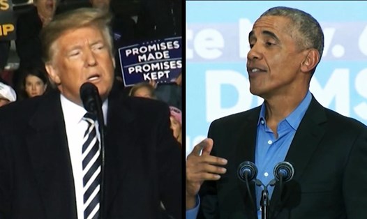 Tổng thống Donald Trump và cựu Tổng thống Barack Obama vận động cho các ứng viên hai đảng. Ảnh: CNN
