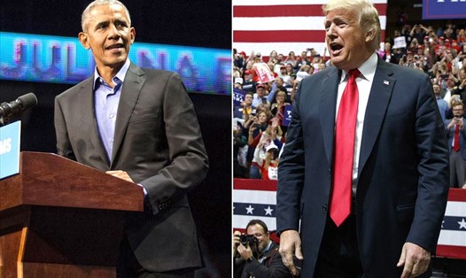 Ông Donald Trump và Barack Obama ráo riết vận động cho bầu cử giữa kỳ. Ảnh: Independent.