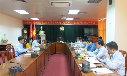 Đồng chí Phạm Thị Phúc, Chủ tịch LĐLĐ tỉnh Lâm Đồng trình bày các kiến nghị tại buổi làm việc. Ảnh: Quế Chi