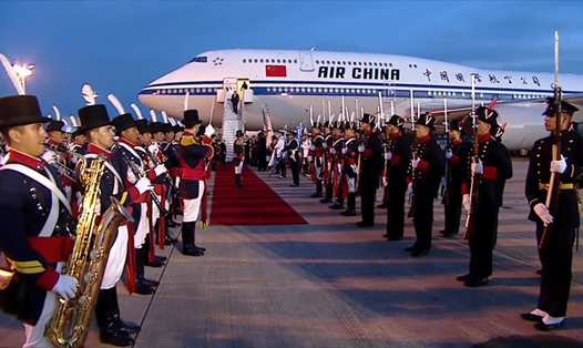 Hình ảnh trong lễ đón Chủ tịch Trung Quốc Tập Cận Bình dự hội nghị thượng đỉnh G-20. Ảnh: RT. 