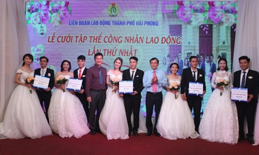 Lễ cưới tập thể đầu tiên tại thành phố Hải Phòng được tổ chức vào ngày 5.5.2018. Ảnh: V.H.N