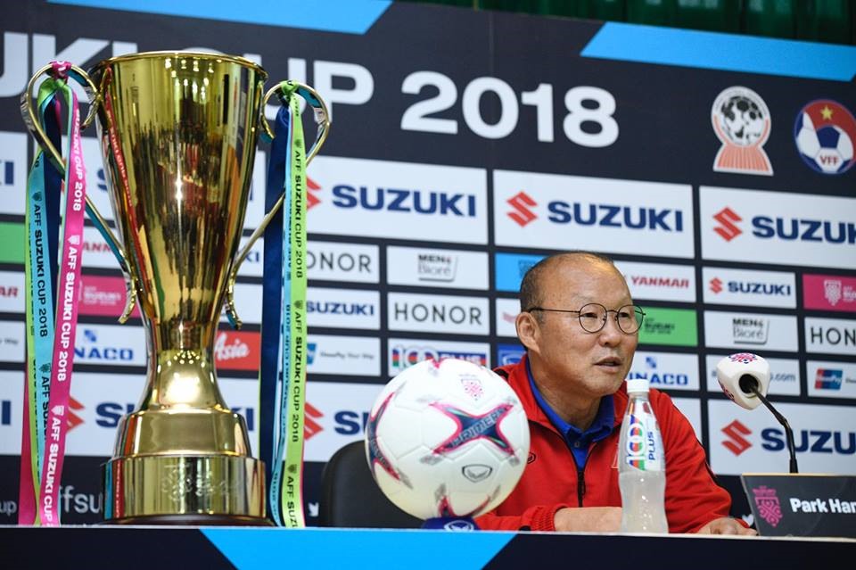 HLV Park Hang-seo tại cuộc họp báo trước trận. Ảnh: Quốc Bình 