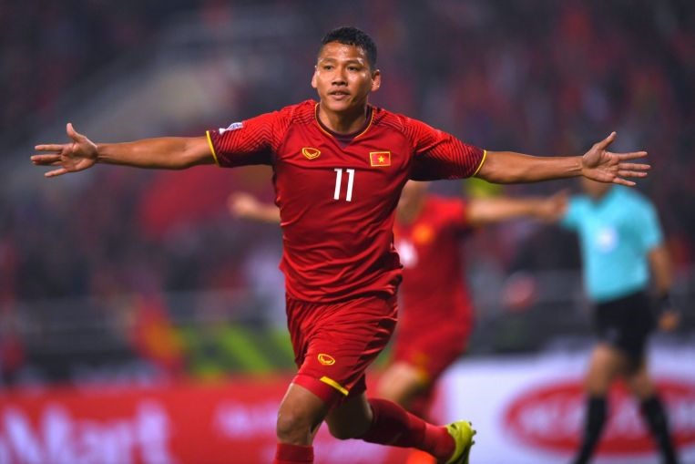 Anh Đức, cầu thủ ghi bàn trong trận chung kết lượt về AFF Cup 2018. Ảnh: AFP. 