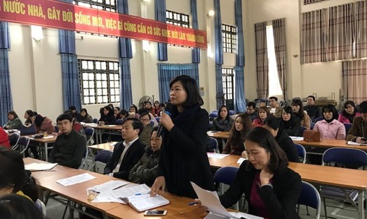 Đoàn viên CĐCS Trường Cao Đẳng Sư Phạm Lào Cai nêu ý kiến tại hội nghị.
