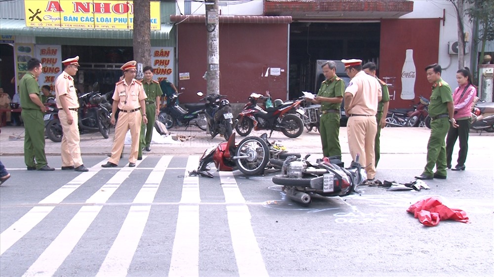 Hiện trường vụ tai nạn giao thông. Ảnh:P.V