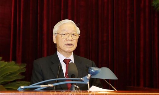 Tổng Bí thư, Chủ tịch Nước Nguyễn Phú Trọng phát biểu khai mạc Hội nghị Trung ương 9. Ảnh:TTXVN.