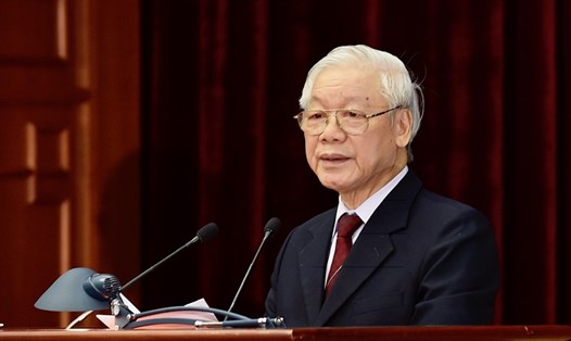 Tổng Bí thư, Chủ tịch Nước Nguyễn Phú Trọng phát biểu bế mạc Hội nghị Trung ương 9. Ảnh: Nhật Bắc.