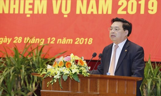 Phó Trưởng Ban Tuyên giáo Trung ương Lê Mạnh Hùng phát biểu tại hội nghị chiều ngày 28.12. Ảnh: Quang Vinh