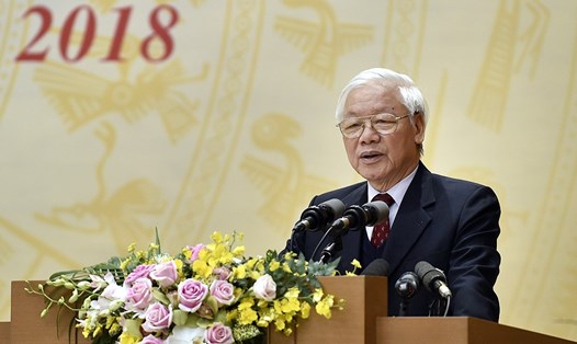 Tổng Bí thư, Chủ tịch Nước Nguyễn Phú Trọng phát biểu tại Hội nghị. Ảnh: VGP