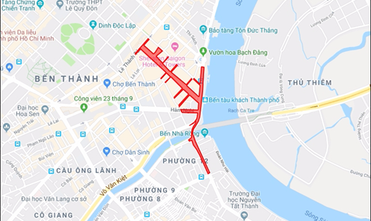 Khu vực cấm đường phục vụ bắn pháo hoa Tết dương lịch 2019 tại TPHCM.