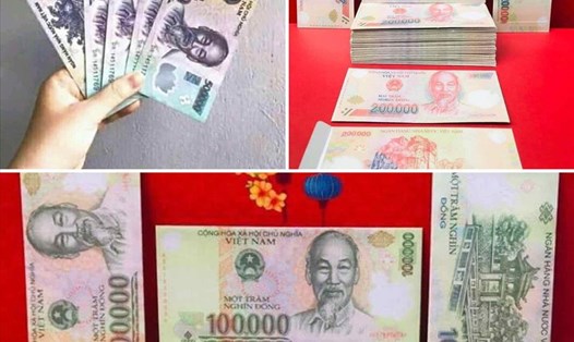 Bao lì xì in hình tiền Việt Nam được bày bán công khai trên chợ thương mại điện tử 