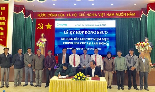 Cty Điện lực Lâm Đồng ký kết 10 hợp đồng với các đơn vị tham gia thực hiện chương trình ESCO.  Ảnh: P.V