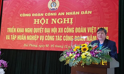 Đồng chí Trần Thanh Hải – Phó Chủ tịch Thường trực Tổng LĐLĐ Việt Nam phát biểu tại Hội nghị. Ảnh: PV.