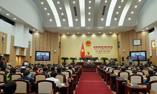 Quang cảnh kỳ họp thứ 7 HDND thành phố Hà Nội. Ảnh Trần Vương