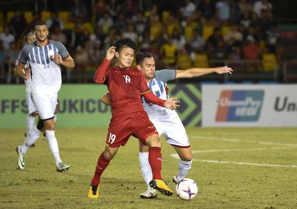 Quang Hải đã có màn trình diễn ấn tượng trước ĐT Philippines ở trận lượt về và anh tự hào với chiến thắng xứng đáng của ĐT Việt Nam. Ảnh: AFF