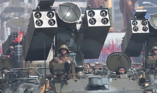 Vũ khí Triều Tiên trong cuộc diễu hành quân sự ở Bình Nhưỡng. Ảnh: Sputnik