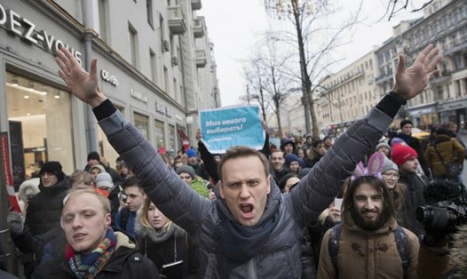 Nhà hoạt động đối lập Alexei Navalny kêu gọi biểu tình. Ảnh: Japan Times