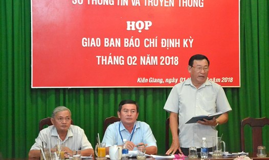 Buổi họp báo định kỳ tháng 2.2018 của Sở TTTT Kiên Giang. Ảnh: Thanh Mai.