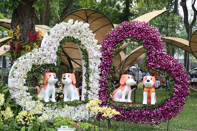 Hội hoa xuân với nhiều tiểu cảnh xinh xắn.
