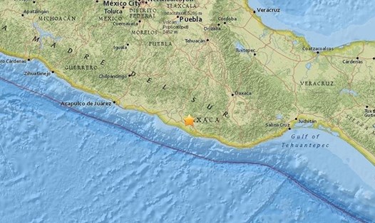 Tâm chấn của trận động đất mới nhất ở Mexico. Ảnh: USGS. 