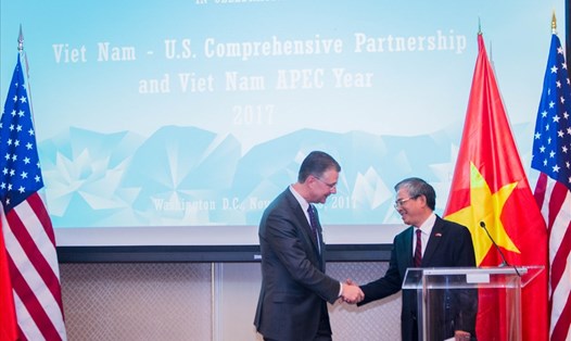  Đại sứ Phạm Quang Vinh tại tiệc chiêu đãi chào mừng quan hệ Việt – Mỹ và năm APEC 2017. Ảnh: VBC.