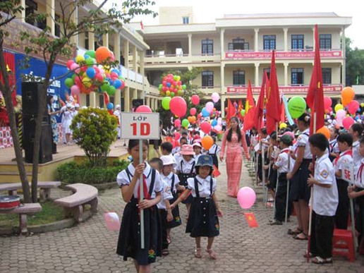 Một góc sân Trường Tiểu học Điện Biên 2, TP. Thanh Hoá. 