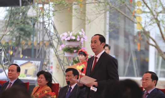 Chủ tịch Nước Trần Đại Quang tại ngày hội "Sắc xuân trên mọi miền Tổ quốc". Ảnh PV