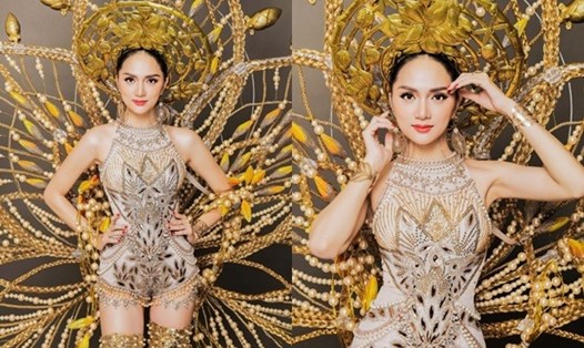 Hương Giang trong trang phục dân tộc tham dự cuộc thi Hoa hậu Chuyển giới Quốc tế 