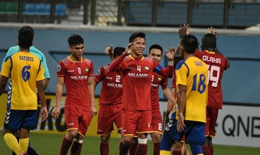 SLNA có màn ra mắt ấn tượng tại AFC Cup với chiến thắng 2-0 trước Tampines Rovers, trong đó có một bàn thắng trở thành bàn thắng đẹp nhất vòng đấu thứ nhất AFC Cup 2018. Ảnh: AFC