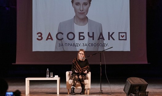 Ksenia Sobchak trong một cuộc vận động cử tri. Ảnh: Sputnik