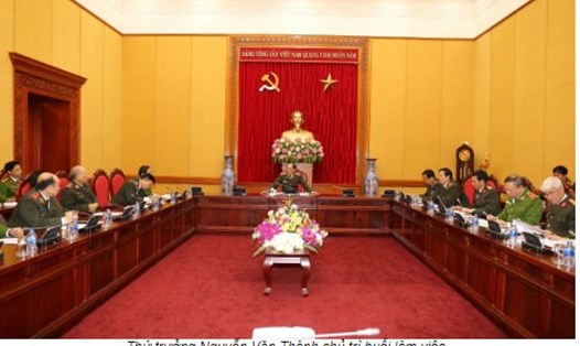 Thứ trưởng Nguyễn Văn Thành chủ trì buổi làm việc. Ảnh: Cổng thông tin Bộ Công an.