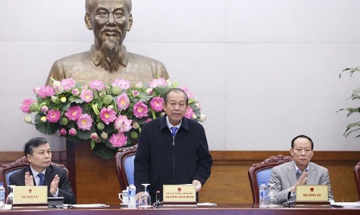 Phó Thủ tướng Thường trực Chính phủ Trương Hòa Bình phát biểu tại hội nghị Ảnh: L.S