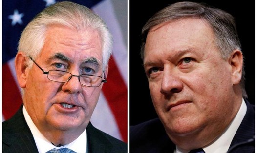 Ông Donald Trump yêu cầu ông Rex Tillerson (trái) từ chức, đưa giám đốc CIA Mike Pompeo (phải) lên làm Ngoại trưởng. Ảnh: JP
