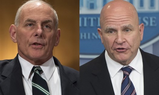 Cố vấn An ninh quốc gia H.R.McMaster (phải) và Chánh văn phòng Nhà Trắng John Kelly (trái) bị đồn đoán sắp bị sa thải. Ảnh: CNN