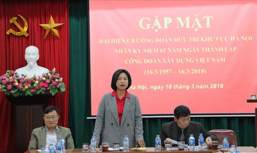 Đồng chí Nguyễn Thị Thủy Lệ, Chủ tịch CĐXDVN phát biểu tại buổi gặp mặt.