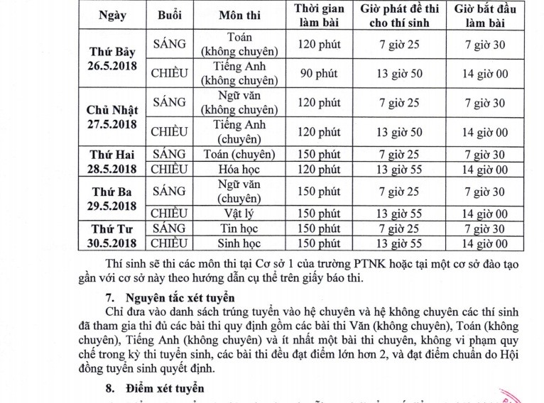 Thời gian làm bài thi, lịch thi