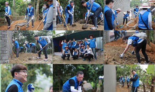 Cán bộ, đoàn viên CĐNH Kookmin (Hàn Quốc) xây nhà cho CNLĐ nghèo tỉnh Phú Thọ.
