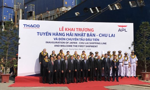 Thủ tướng Chính phủ Nguyễn Xuân Phúc dự lễ khai trương tuyến hàng hải Nhật Bản - Chu Lai. 
