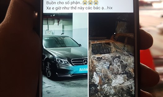 Cảm xúc của một cư dân chung cư Carina Plaza khi chiếc xe trị giá hàng tỉ đồng của mình bị cháy rụi sau vụ hỏa hoạn. Ảnh: T.S