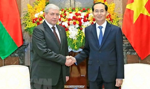 Chủ tịch Nước Trần Đại Quang tiếp Phó Thủ tướng Cộng hòa Belarus Vladimir Semashko. Ảnh: TTXVN.