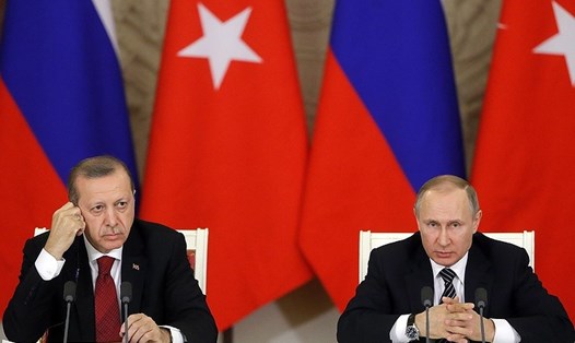 Tổng thống Thổ Nhĩ Kỳ Recep Tayyip Erdogan và Tổng thống Nga Vladimir Putin. Ảnh: Tass. 