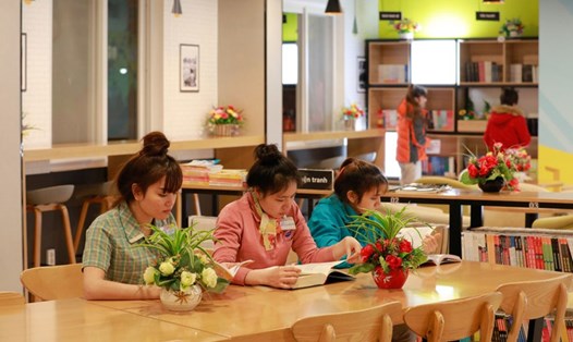 Các lao động nữ tại thư viện của Samsung tại Bắc Ninh. Ảnh: PV