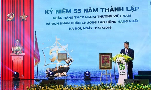 Thống đốc NHNN Lê Minh Hưng phát biểu tại lễ kỷ niệm.