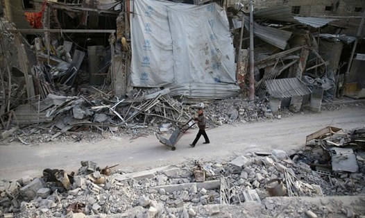 Thị trấn bị bao vây Douma ở Đông Ghouta, Damascus, ngày 5.3.2018. Ảnh: Reuters