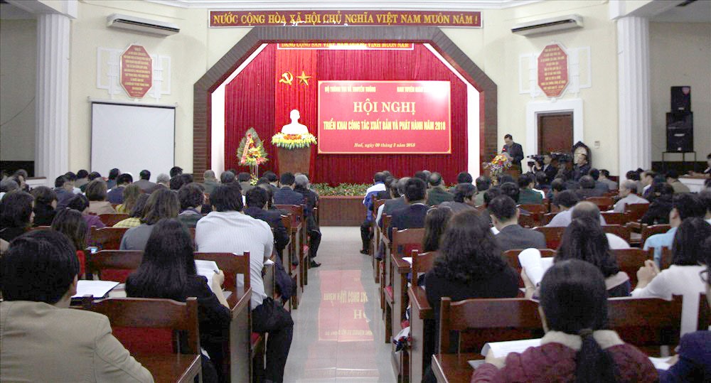 Toàn cảnh hội nghị triển khai công tác xuất bản và phát hành năm 2018. Ảnh: NĐT.