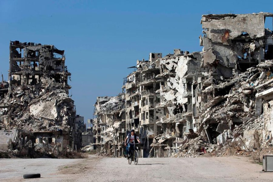 Homs tan hoang sau chiến sự. Ảnh: AP