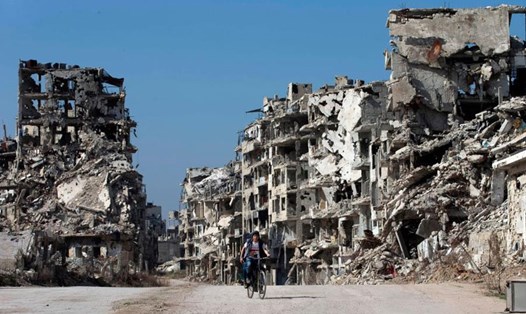 Homs tan hoang sau chiến sự. Ảnh: AP