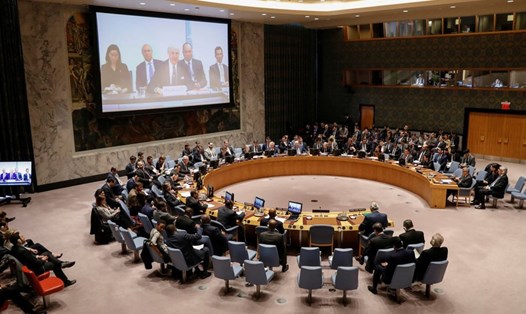 Hội đồng Bảo an Liên Hợp Quốc họp bàn về Syria ngày 9.4.2018. Ảnh: Reuters